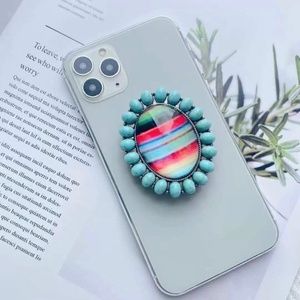 Western Serape Turquoise Phone Grip Womens On The Go Boho Grip Accessory New